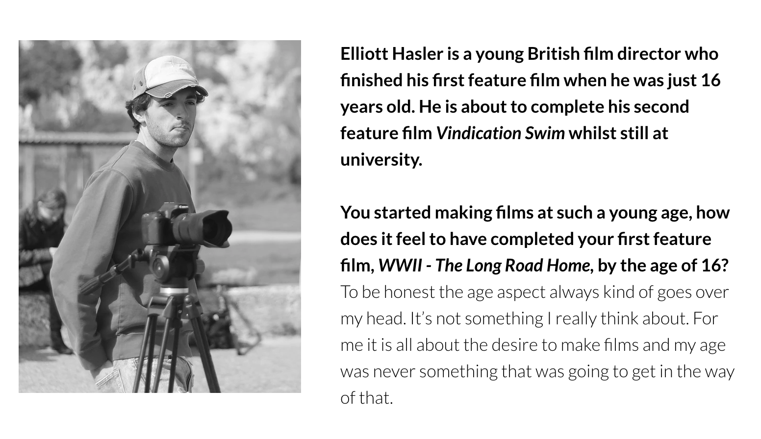 UK Film Review Interview Elliott Hasler